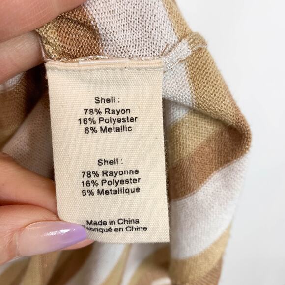 NWOT L'AGENCE Marija metallic striped long cardigan duster tan button front 3045 - Picture 7 of 11